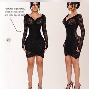 Chic Black Lace Long Sleeve Dress